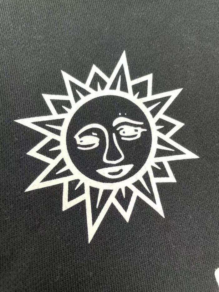 1:1 quality version Sun and moon letter print hoodie black