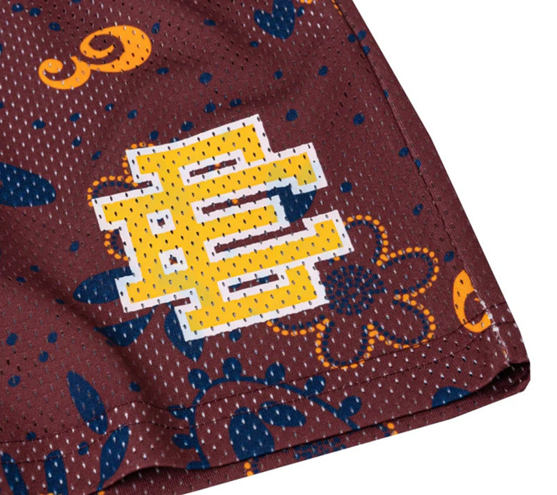 bandana style e logo shorts green purple brown