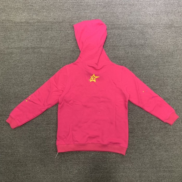 Black letters spider web print children's hoodie pants set pink