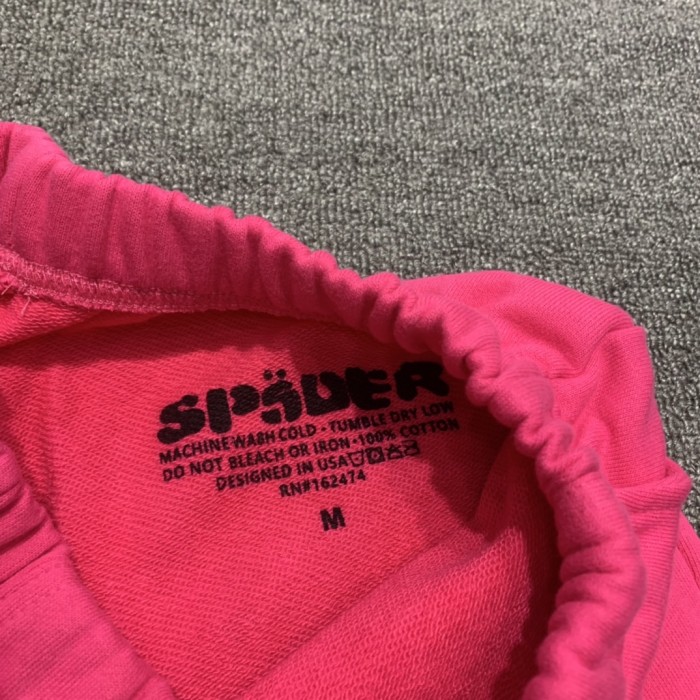 Black letters spider web print children's hoodie pants set pink