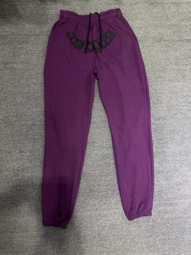 Three-dimensional foam letters spider web sweatpants purple