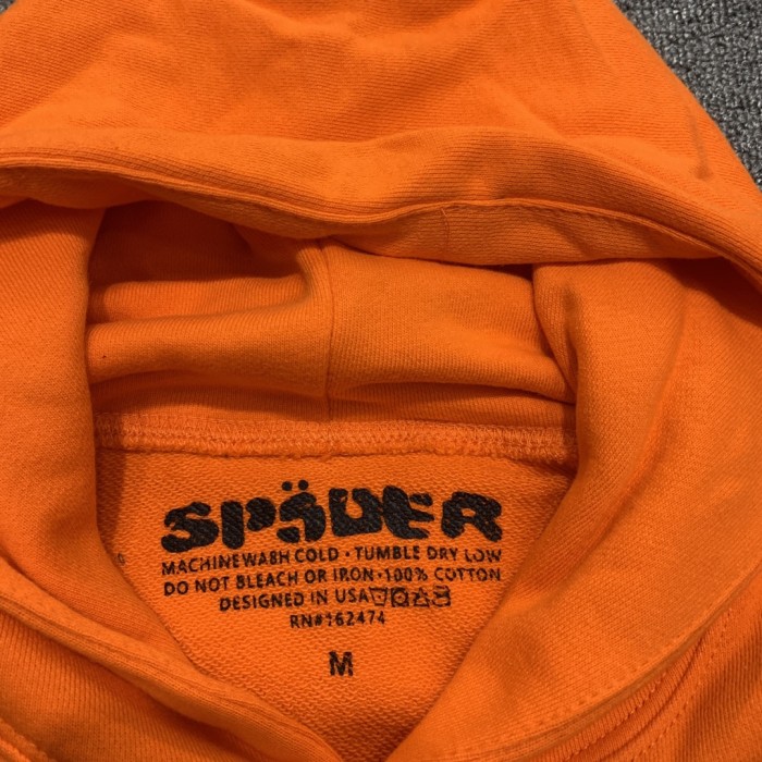 Flocked letters spider web print children's hoodie pants set orange