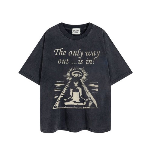 1:1 quality version Pyramid eyes portrait slogan letter print washed tee