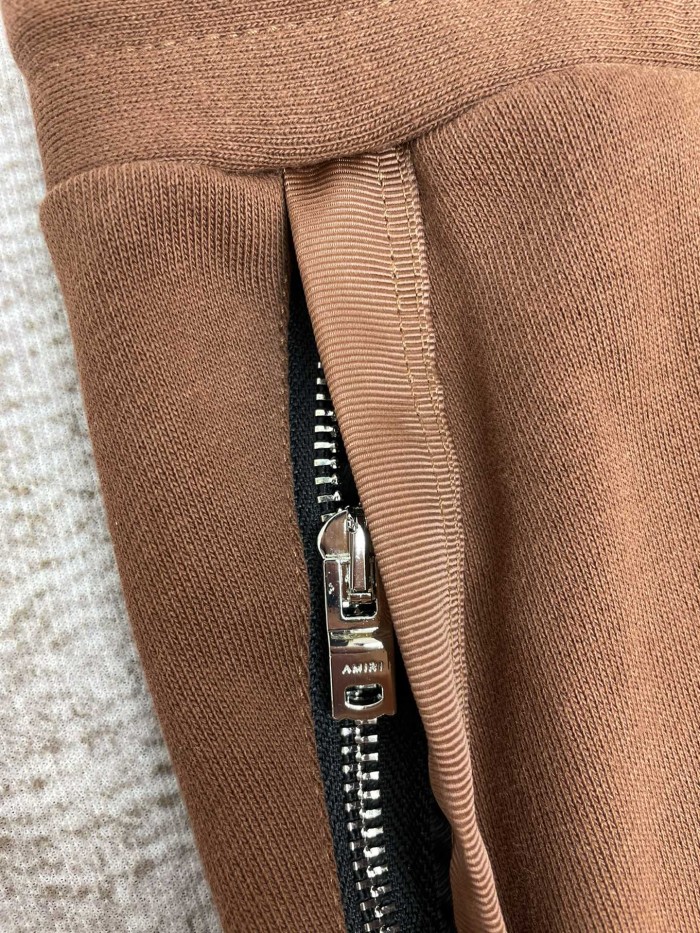 Zipper pocket horizontal stripe logo letter print pants