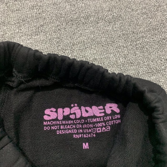 Pink letters spider web print children's sweatshirt pants set black