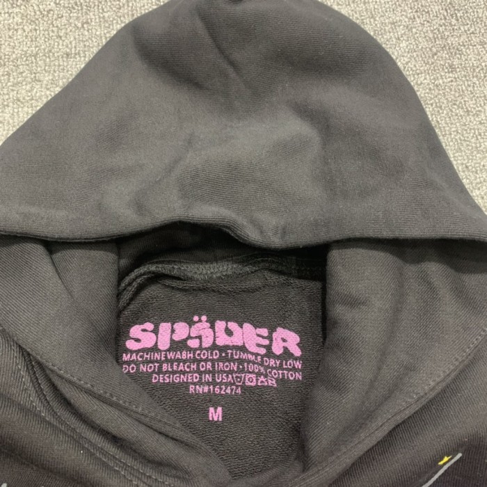 Pink letters spider web print children's sweatshirt pants set black