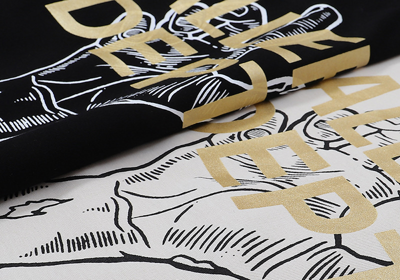 [buy more save more] slogan gesture foil letter print loose round neck tee 2 colors