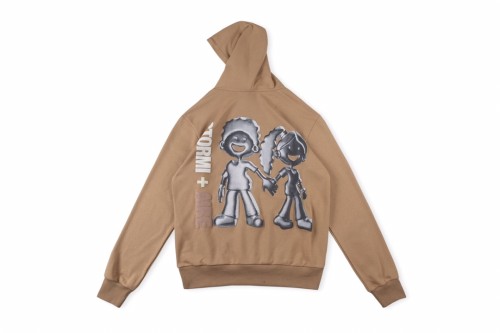 Back three-dimensional boy and girl pattern hoodie