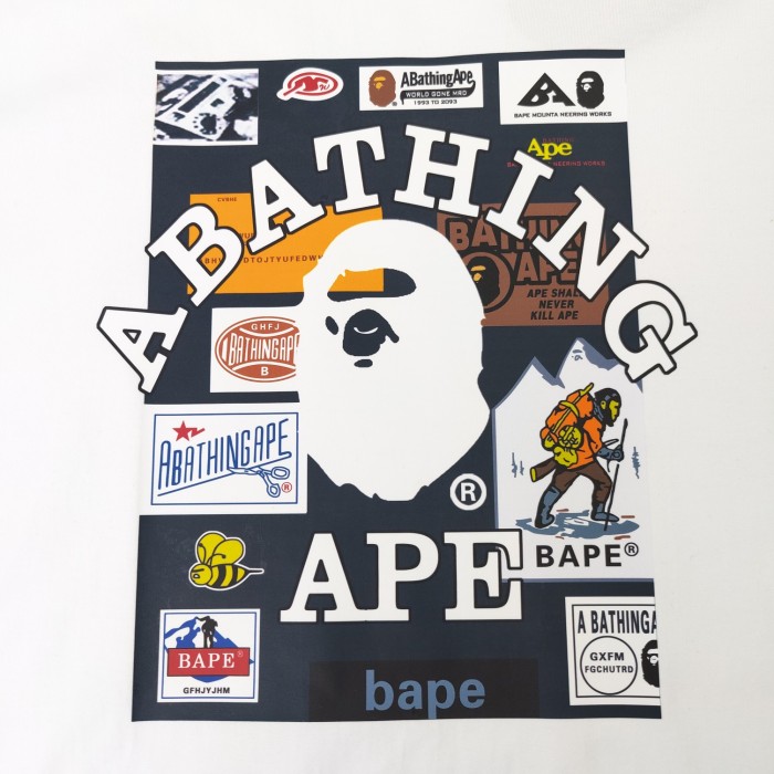 1:1 quality version Ape head logo letter printed tee 2 colors