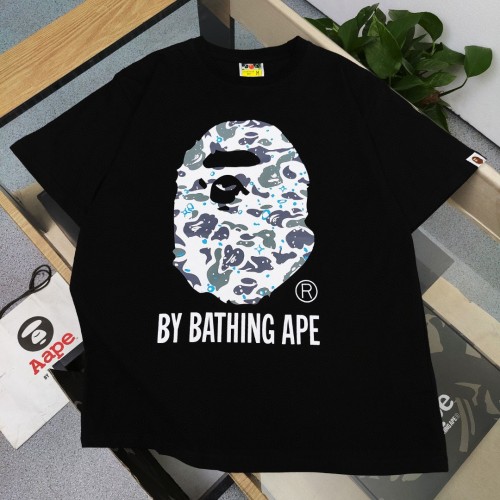 1:1 quality version Ape head camouflage luminous star letter print tee 2 colors