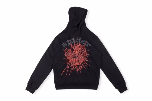 High Street red spider web solid black foam printed sweatshirt hoodie