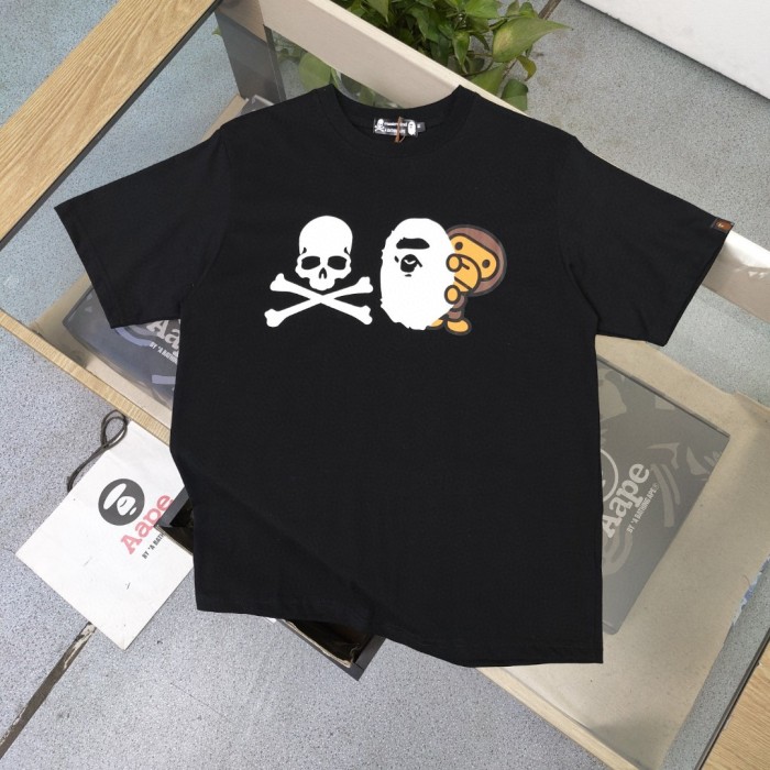 [buy more save more]1:1 quality version Little monkey ape head skull print round neck tee 2 colors