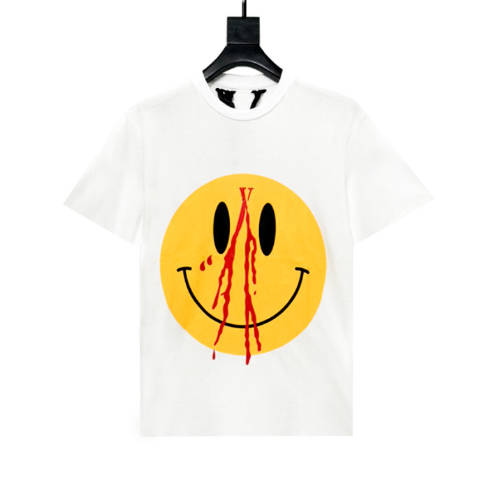 Getting hurt smiley face print short sleeve tee 2 colors