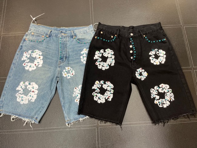 1:1 quality version Gemstone inlaid cotton denim five-piece pants 2 colors