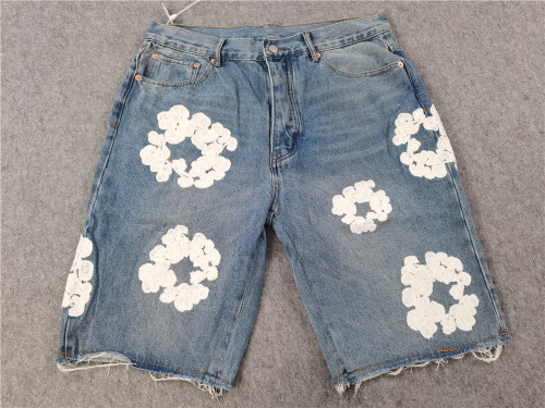 Kapok embroidered denim shorts