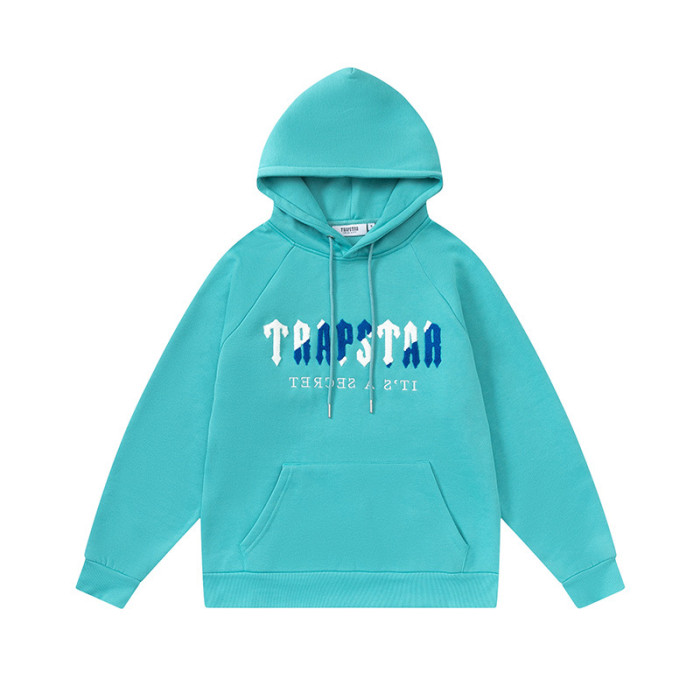 Blue and Green Gradient Letter Towel Embroidered Hoodie 2 colors