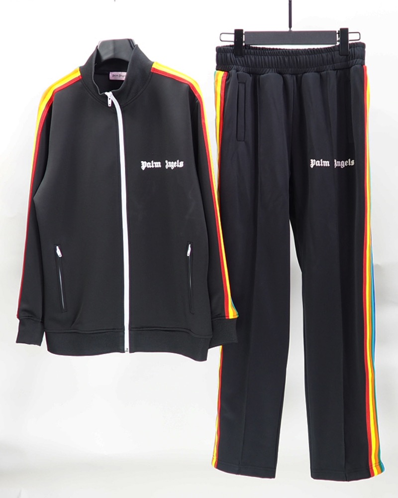 rainbow stripe tracksuit sport pants black & white