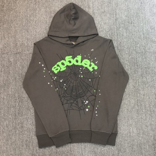 Green Foam Letter Spiderweb Print Hoodie