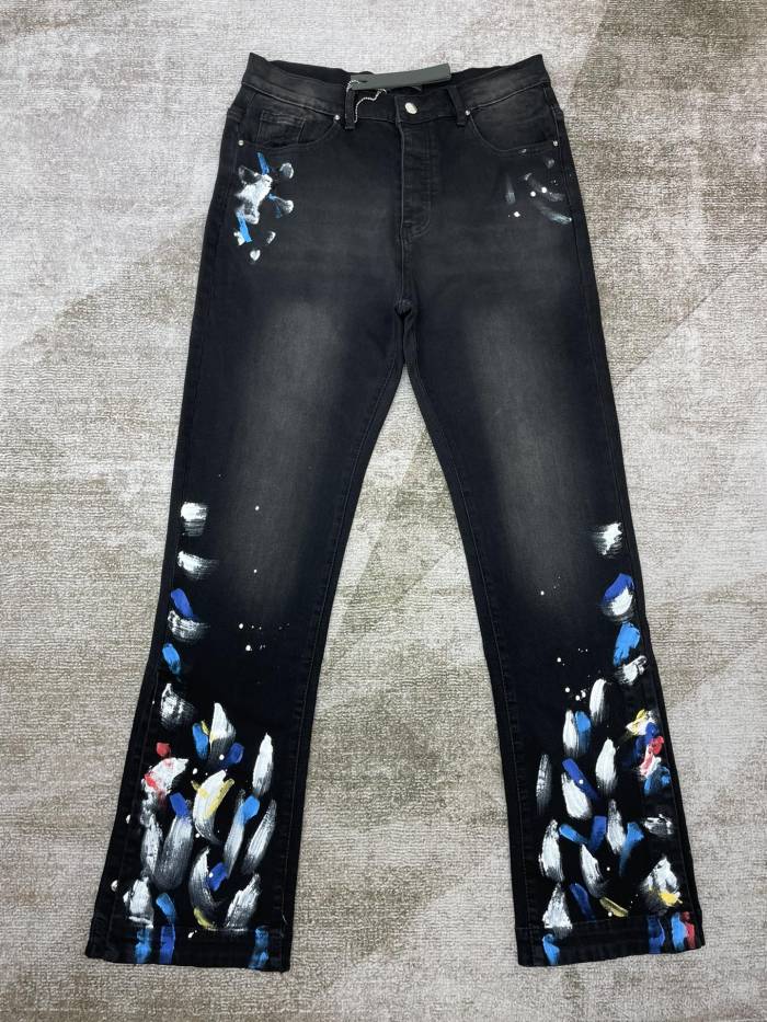 1:1 quality version Splash Ink Straight Button Row Jeans 2 colors