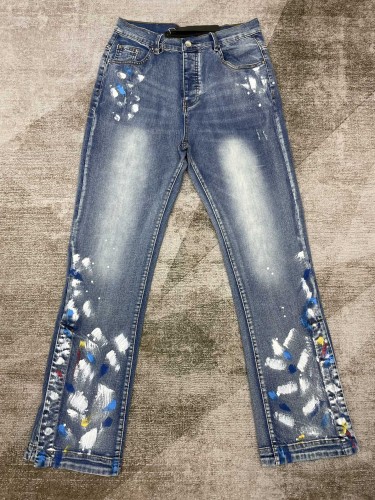 1:1 quality version Splash Ink Straight Button Row Jeans 2 colors