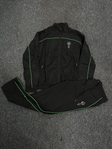 1:1 quality version Embroidered Jacket  with Green Trim in Black Set
