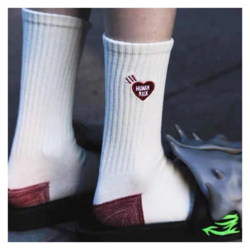 Love Embroidery Patchwork Sports Vintage Cotton Mid Calf Socks 4 Colors