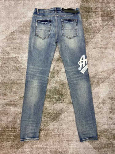 1:1 quality version Embroidered quilted leather padded jeans