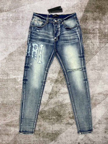1:1 quality version Appliquéd monogrammed embroidered jeans