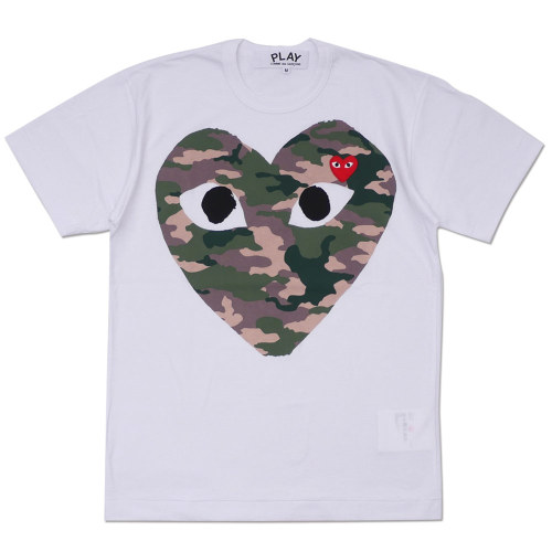 1:1 quality version Camouflage Big Heart Embroidered Tee 2 Styles