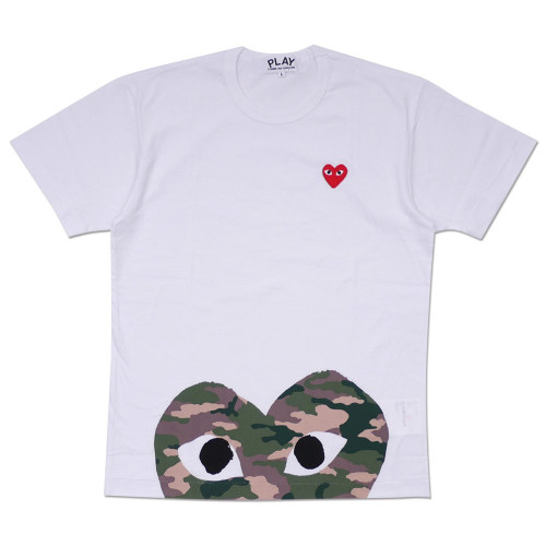 1:1 quality version Camouflage Big Heart Embroidered Tee 2 Styles