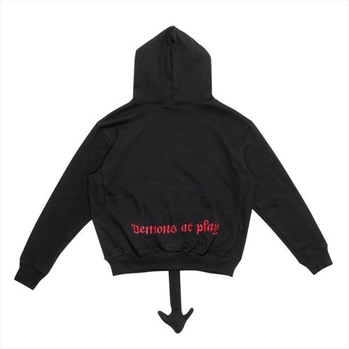 Black and Red Devil's Tail Embroidered Sweatshirt Hoodie