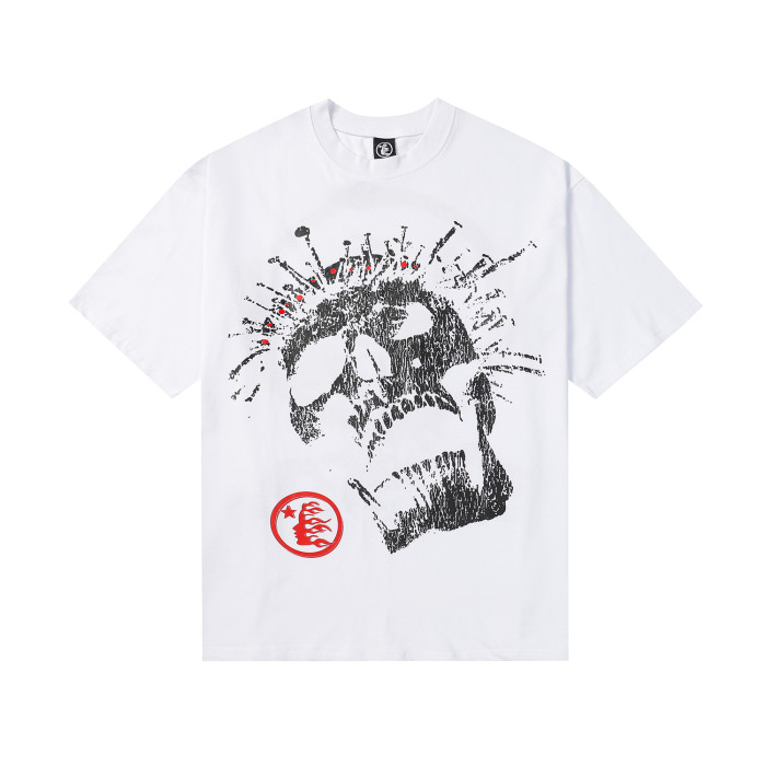 1:1 quality version Two-tone skull Emperor half-face printed tee 2 colors