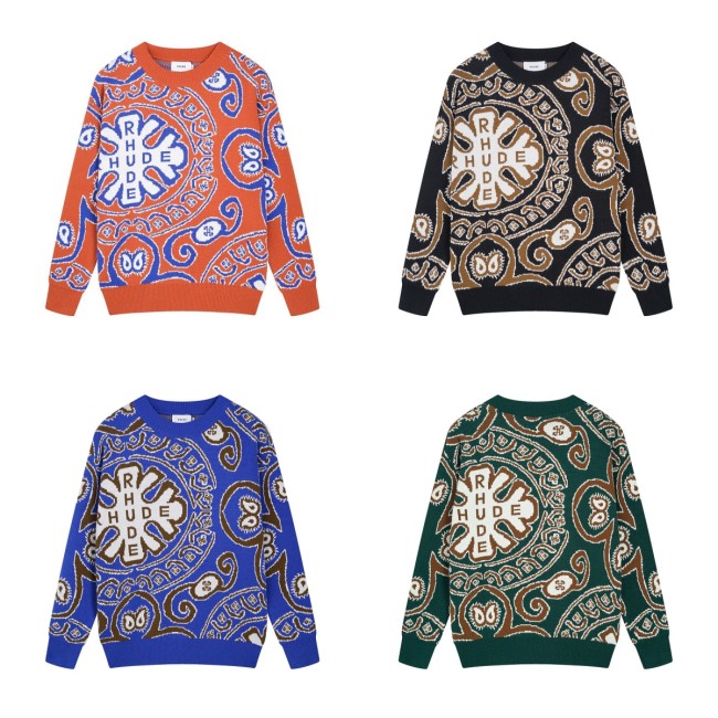 [buy more save more]Jacquard Cashew Crew Neck Knit Long Sleeve Sweater 3 colors