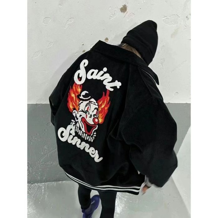 [buy more save more]Joker embroidered corduroy baseball jacket