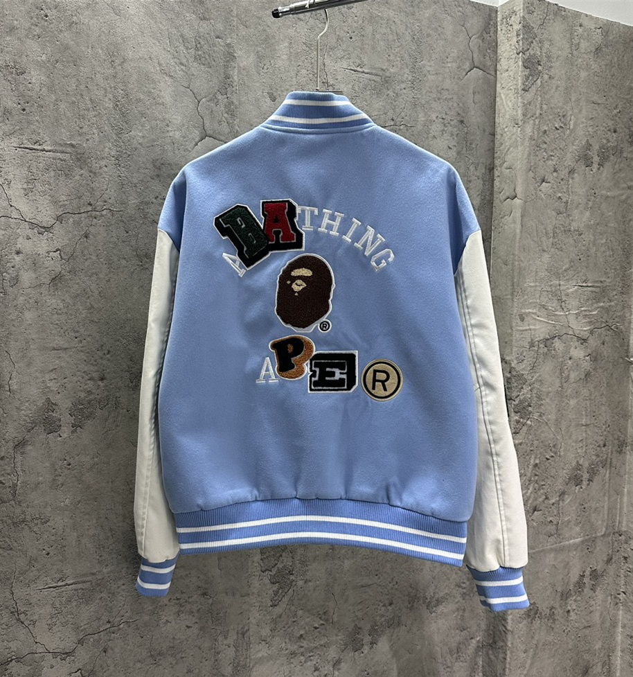 [buy more save more] trendy cartoon alphabet embroidered baseball jacket 2 colors