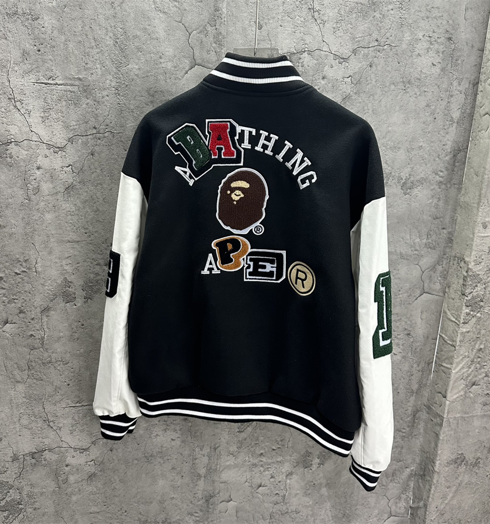 [buy more save more] trendy cartoon alphabet embroidered baseball jacket 2 colors