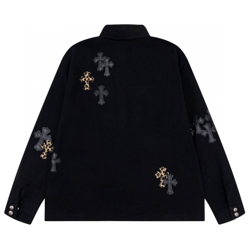 [buy more save more] Cross piece leather embroidered jacket