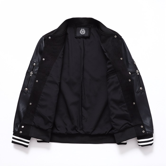 [Buy More Save More ]1:1 quality version Leather Sleeve Leather Logo Coat Jacket