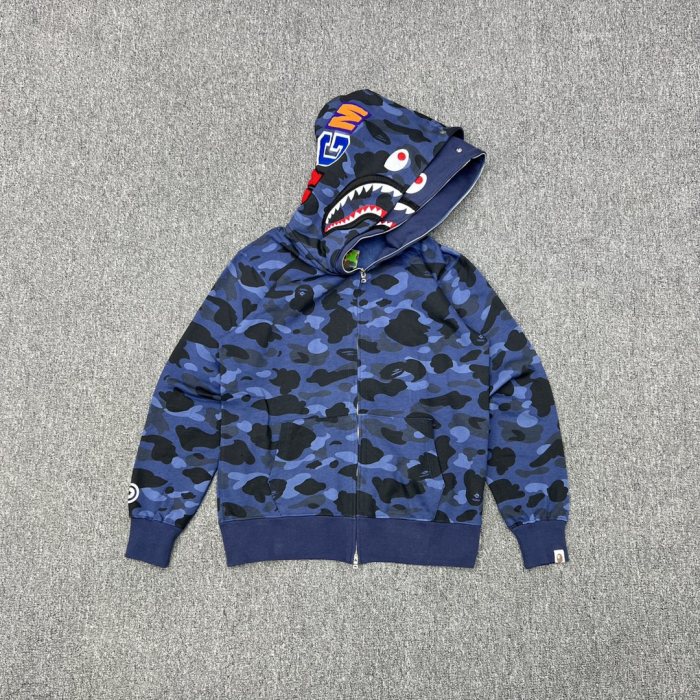 1:1 quality version Double Hooded Camo Shark Personalized Hoodie
