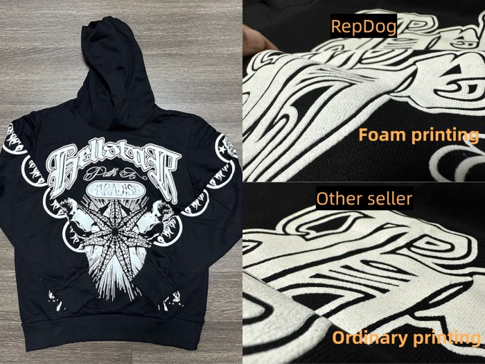 [Including comparative images of RepDog and other seller] 1:1 quality version Starfish and Half-Face Foam Print hoodie