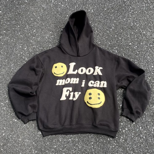 Smiley face letter foam three-dimensional hoodie