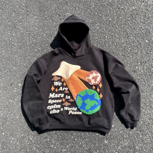 Mars and Earth foam three-dimensional print hoodie