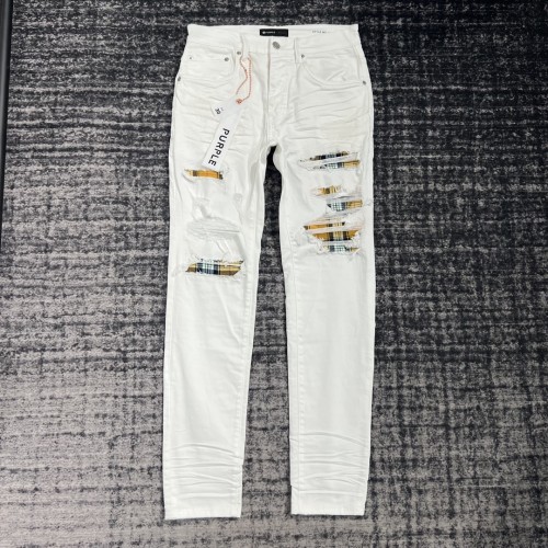 1:1 quality version Tide Solid Color Plaid Spliced Jeans