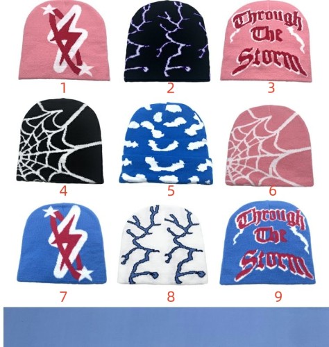 [Buy More Save More] Lightning Spider Web Cloud Punk Knit Cold Hat 9 colors