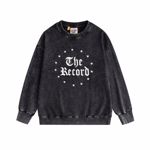Monogrammed circle print washed and distressed crew neck sweatshirt