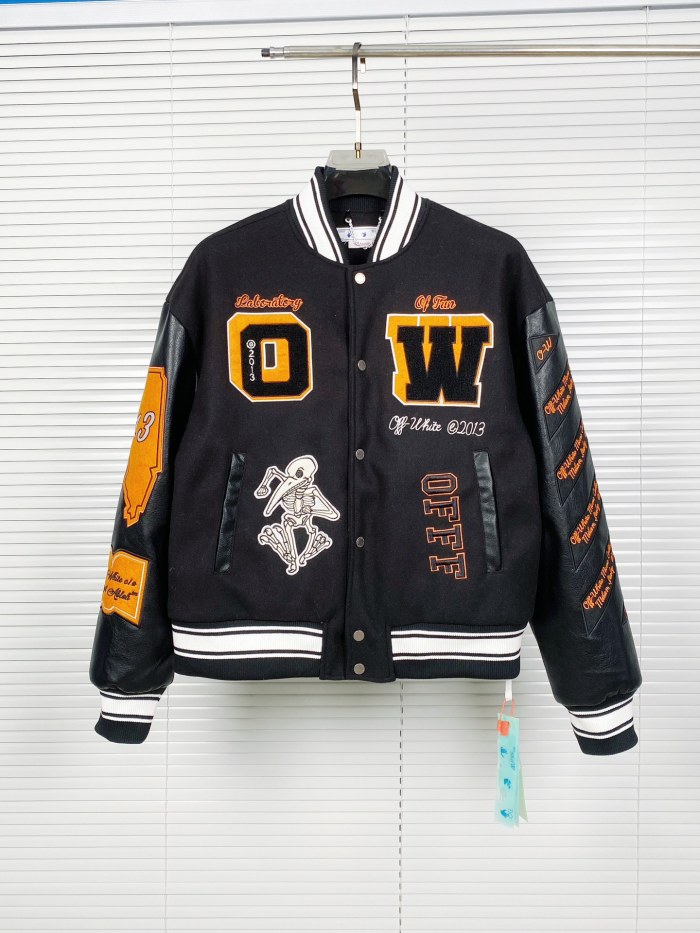 [buy more save more]1:1 quality version Embroidered quilted leather down cotton baseball jacket