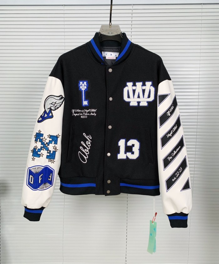 [buy more save more]1:1 quality version Stamped Diamond Patchwork Leather Baseball Jacket