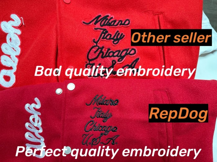 [Including comparative images of RepDog and other seller] 1:1 quality version Patchwork Leather Embroidered Baseball Jacket 2 colors