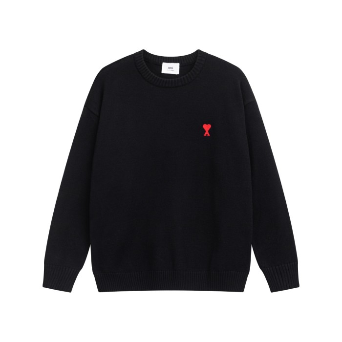 [Buy More Save More] Little Heart Embroidery Crew Neck Wool Knit Sweater 3 Colors