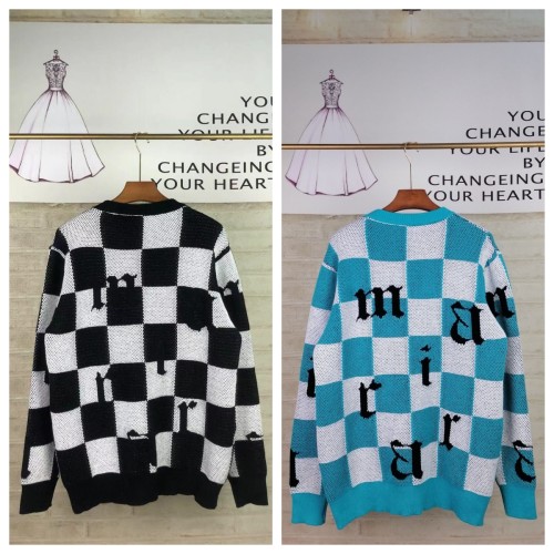 Checkerboard Full Body Appliqué Crew Neck Sweater 2 colors